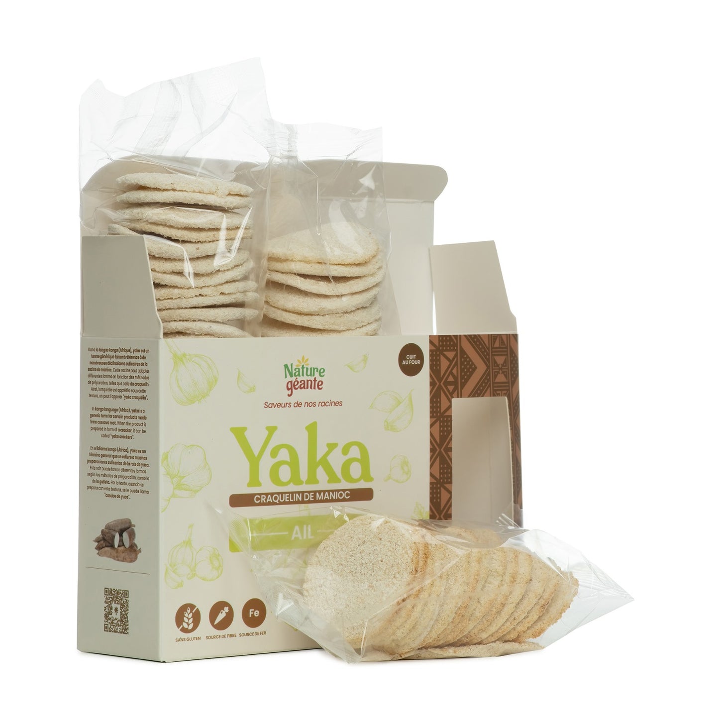 Nature Géante Yaka Crackers, Cassava Crackers Garlic 198 g