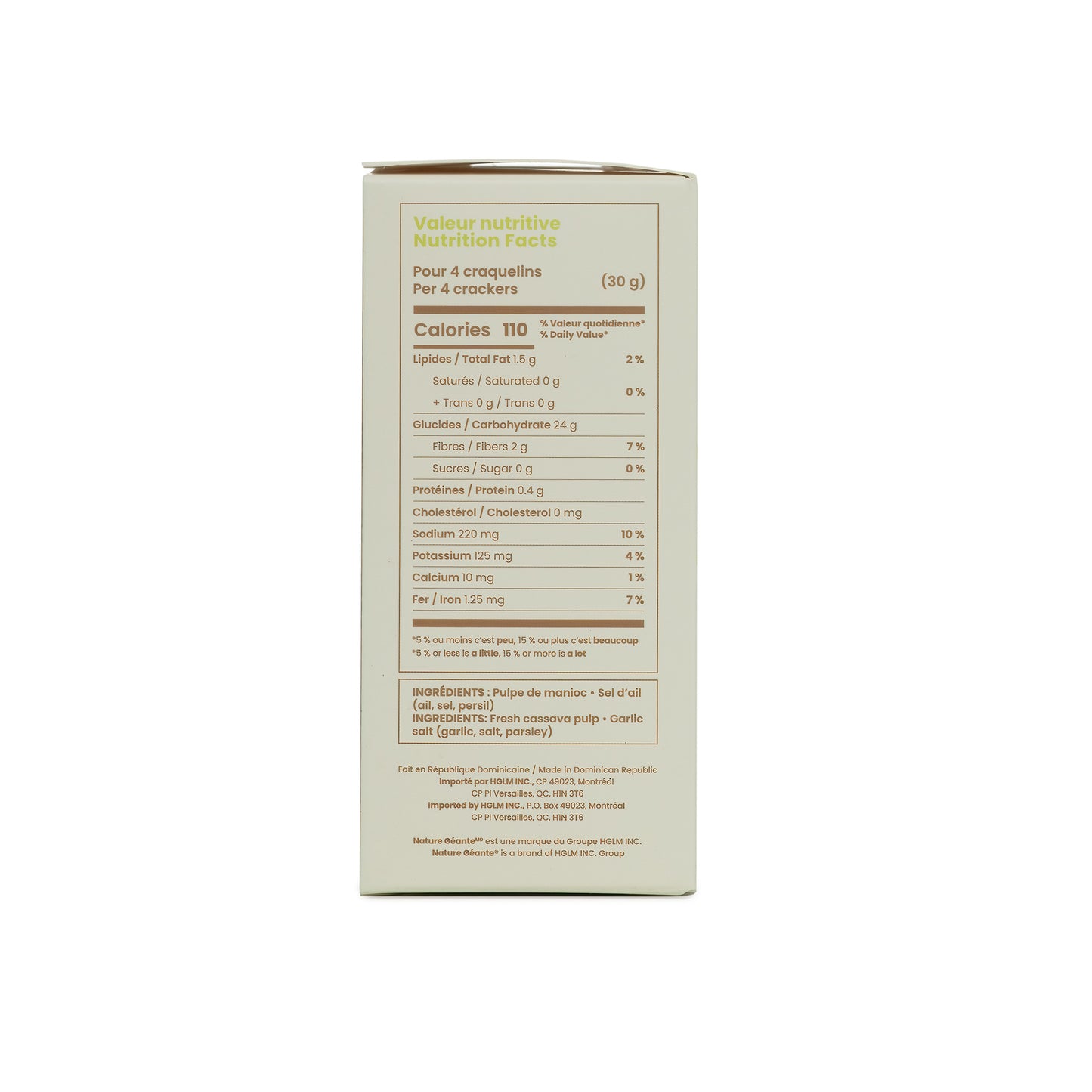 Nature Géante Yaka Crackers, Cassava Crackers Garlic 198 g